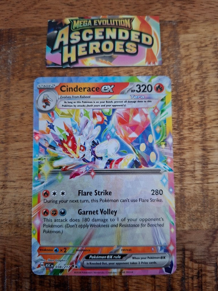 Pokemon – Cinderace (ASC 038/217)  Ascended Heroes, Ophalen of Verzenden, Nieuw, Losse kaart, Foil