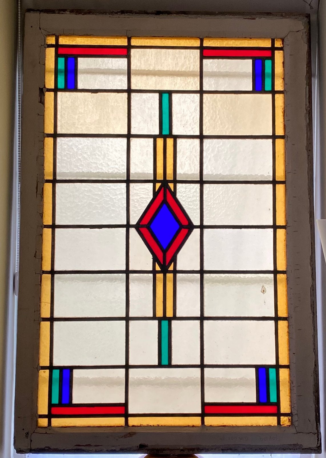 Glas in lood raam uit 1932, Ophalen, Gevelraam of Ruit, Gebruikt, Minder dan 80 cm