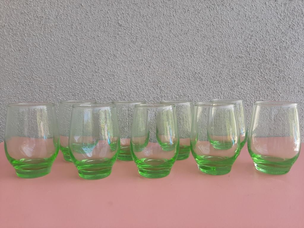 Vintage Franse water- of limonadeglazen - Set van 9, Ophalen of Verzenden