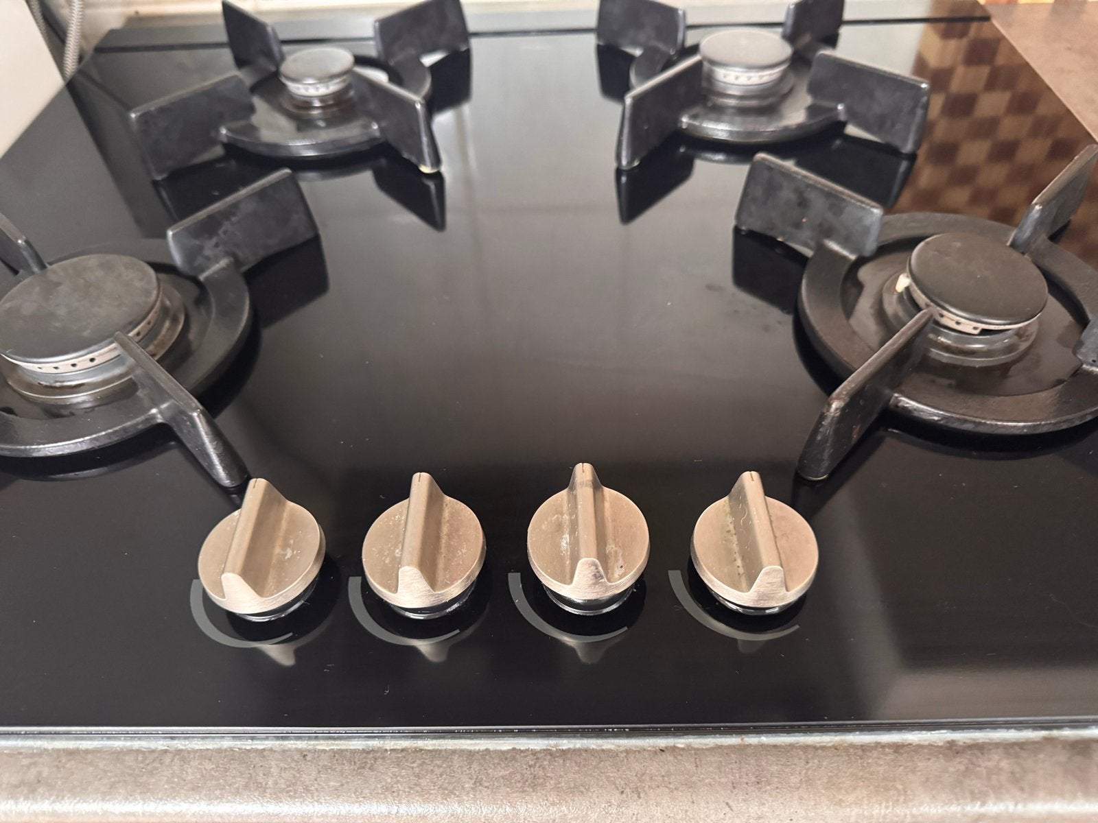 ATAG Gaskookplaat 4 Pits Zwart Glas - Nette Staat, Gebruikt, Inbouw, Gas, 4 kookzones