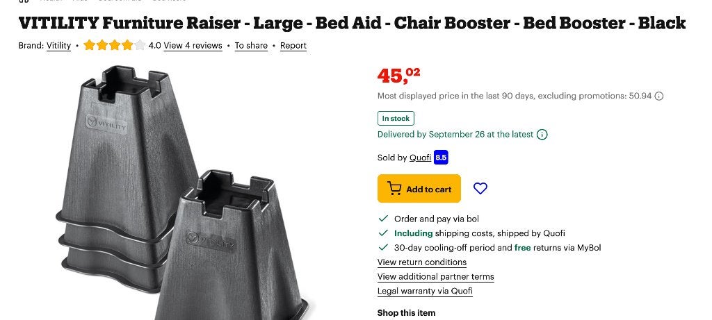 Vitility Furniture Raiser, Ophalen, Nieuw