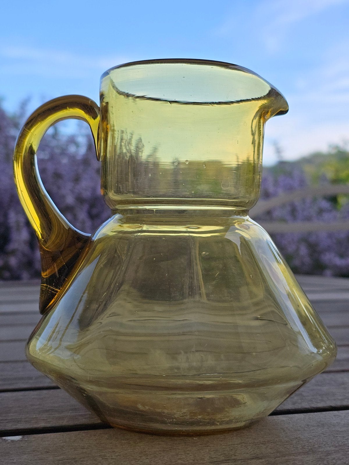 Prachtige antieke Karaf Art Deco Lood Gesneden Amber €20, Antiek en Kunst, Antiek | Glas en Kristal, Ophalen of Verzenden