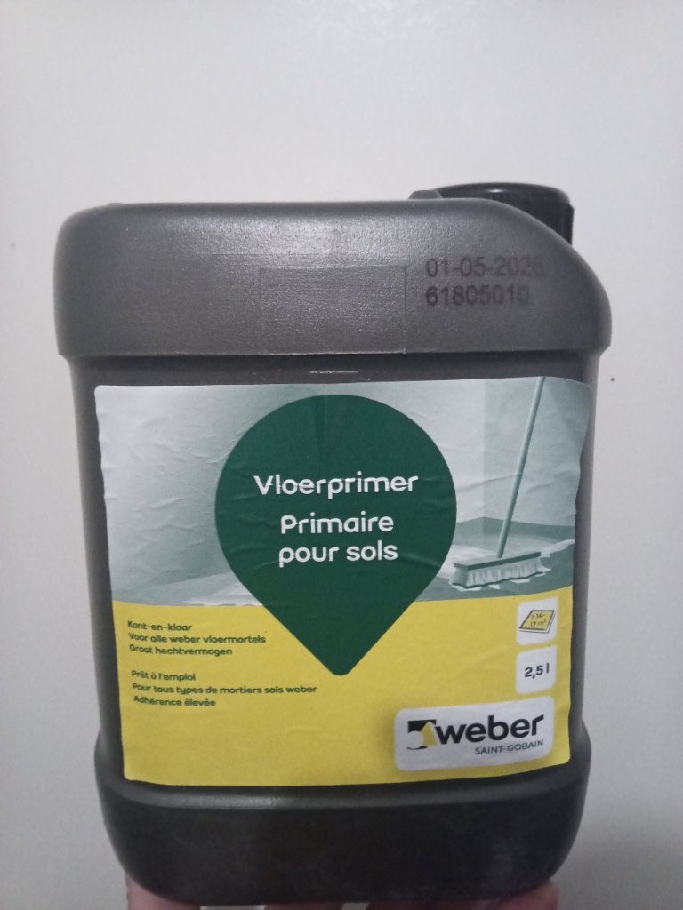 Weber vloerprimer (nog ongeveer voor 7,5 vierkante meter), Doe-het-zelf en Verbouw, Ophalen, Overige materialen, Gebruikt, Overige typen