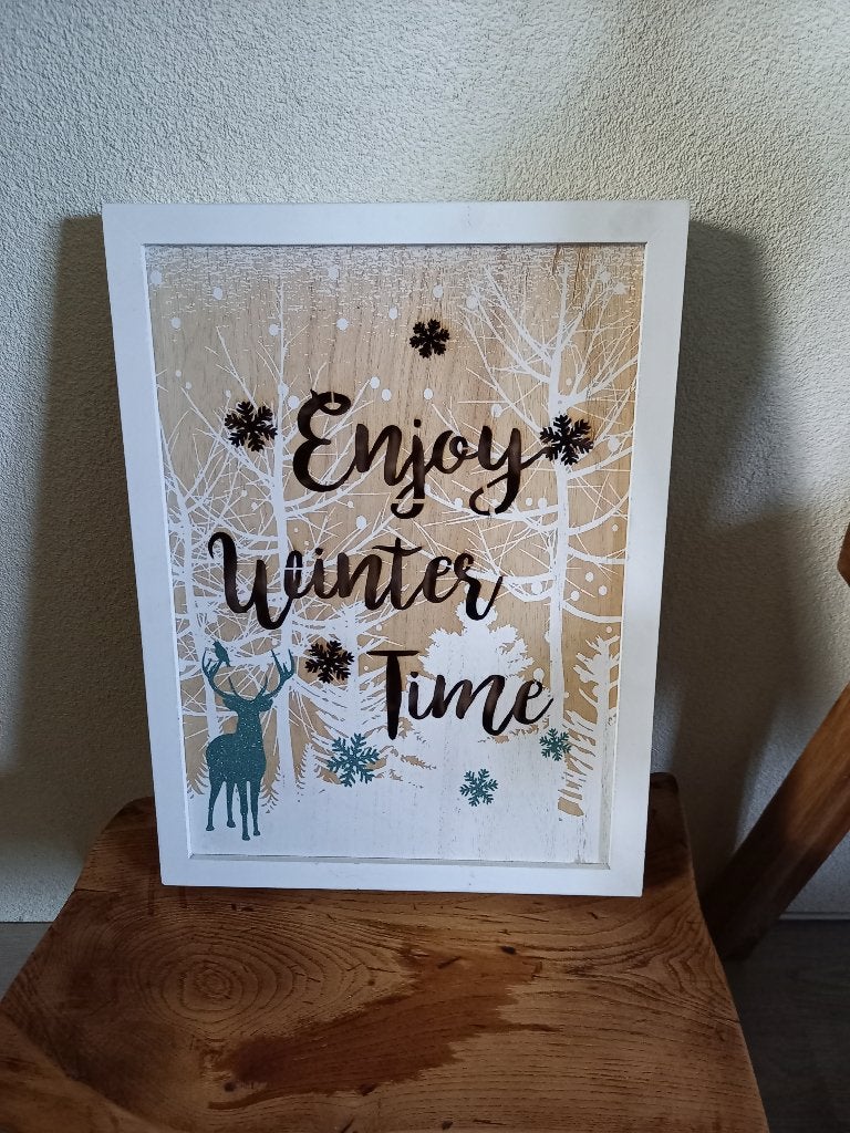Schilderijtje Enjoy Winter Time met Licht, Diversen, -, -, Ophalen of Verzenden, Zo goed als nieuw
