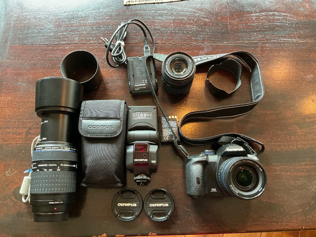 Olympus E 520 digitale spiegelreflexcamera met accessoires, Spiegelreflex, Geheugenkaart, 10 megapixels, Ophalen of Verzenden