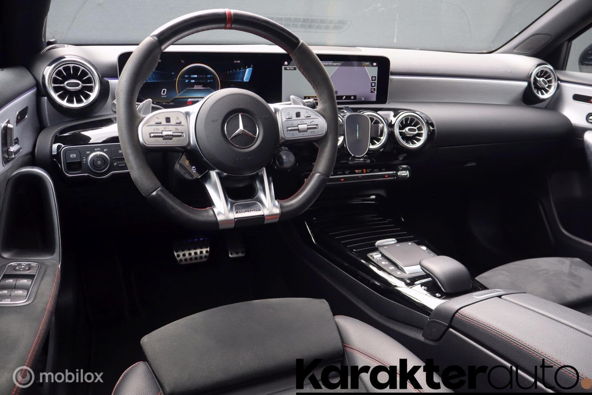 Mercedes A45 AMG S 4MATIC+ 490pk | panoramadak | massage, Auto's, Automaat, Parkeerassistent, Gebruikt, 4 cilinders