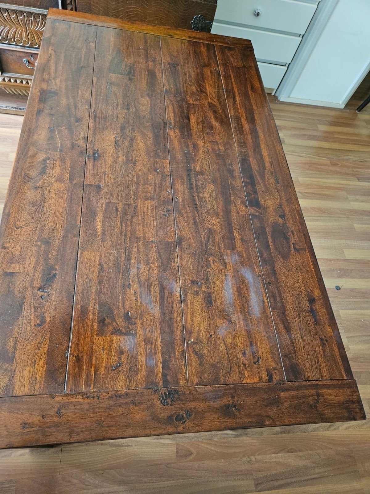Robuuste massief houten eettafel (Sheesham/Indisch Rozenhout, Ophalen, Gebruikt, Koloniaal, 50 tot 100 cm