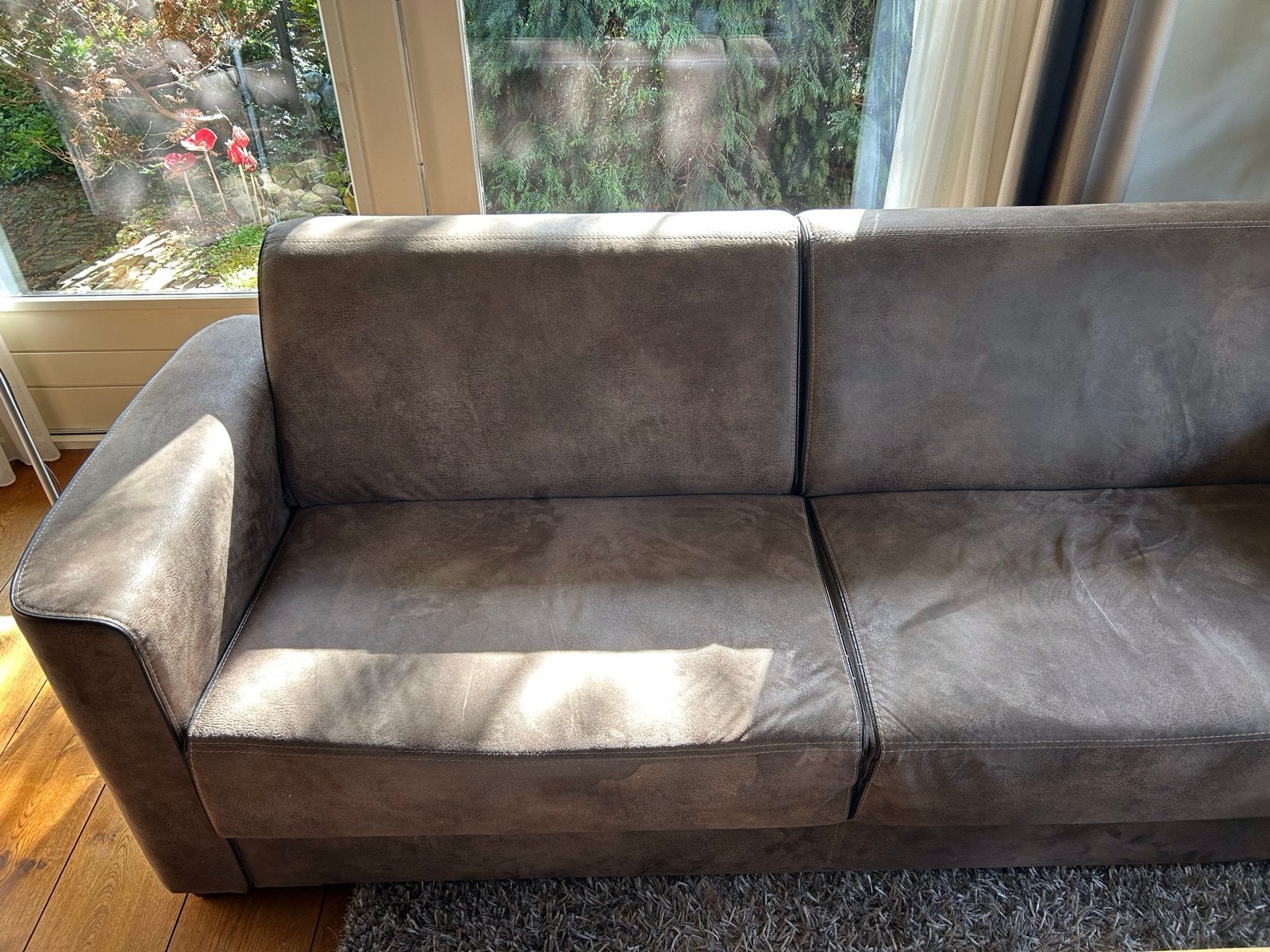 Arpeggio 3-zits en 2,5-zits bank met hocker - darkbrown, Huis en Inrichting, Ophalen, Gebruikt, 75 tot 100 cm, Rechte bank