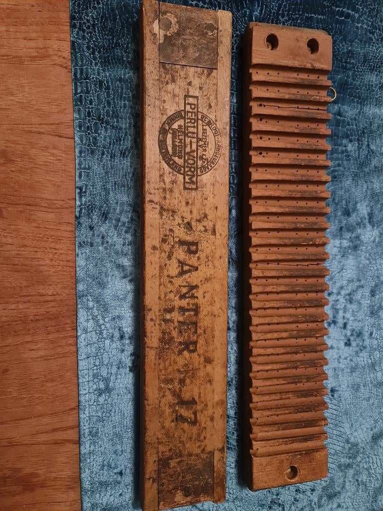 Antieke houten sigaren mal - Panter 17, Verzamelen, Ophalen of Verzenden, Gebruikt, Tabaksdoos of Verpakking