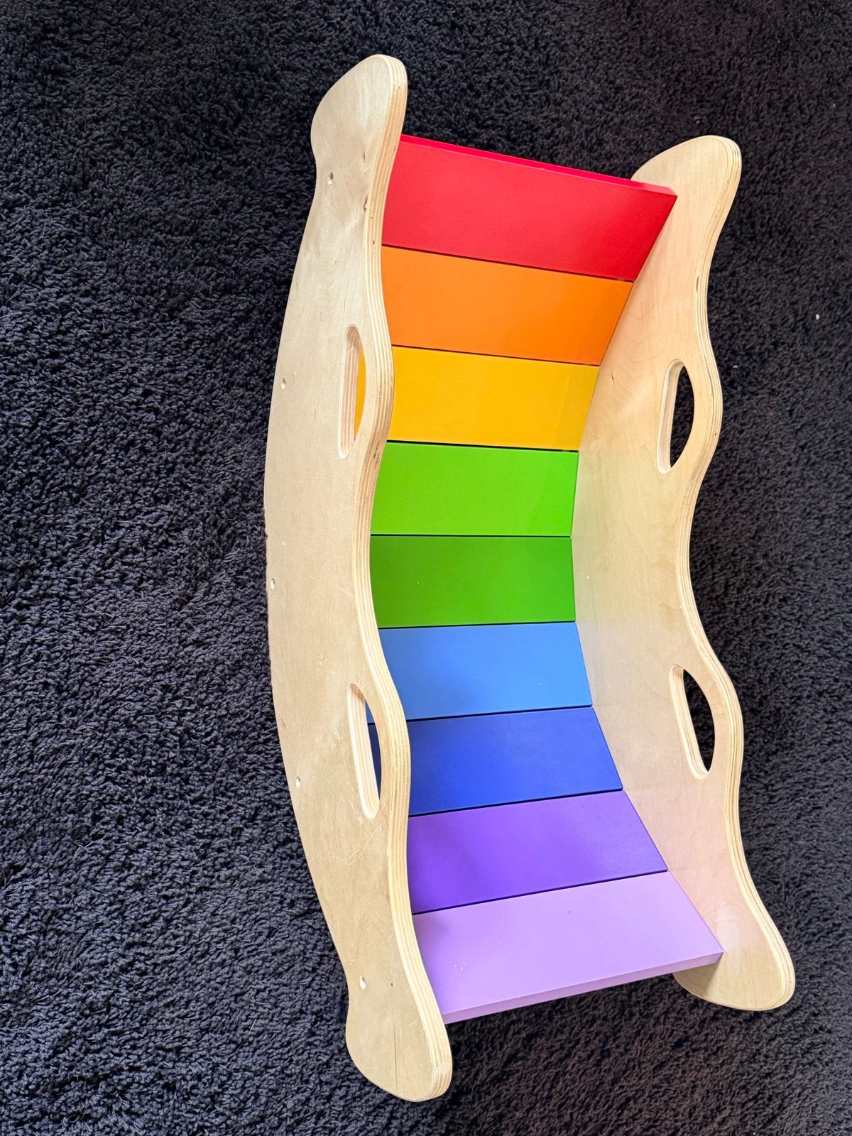 Houten Regenboog Wobbelboard - Balansbord voor Kinderen, Ophalen of Verzenden, Zo goed als nieuw, Rij- of Hobbelspeelgoed