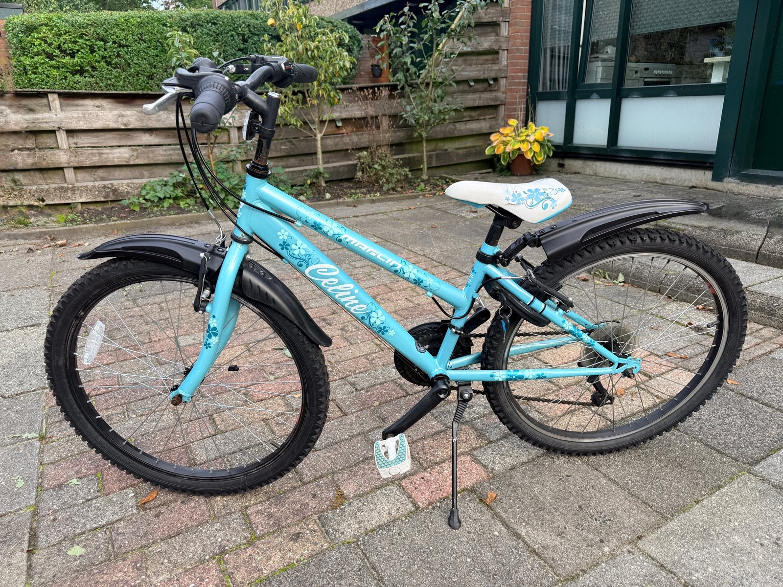 Meisjes Mountainbike Lichtblauw 24 inch 18 versnellingen, Fietsen en Brommers, Ophalen, Velgrem, Handrem, Gebruikt