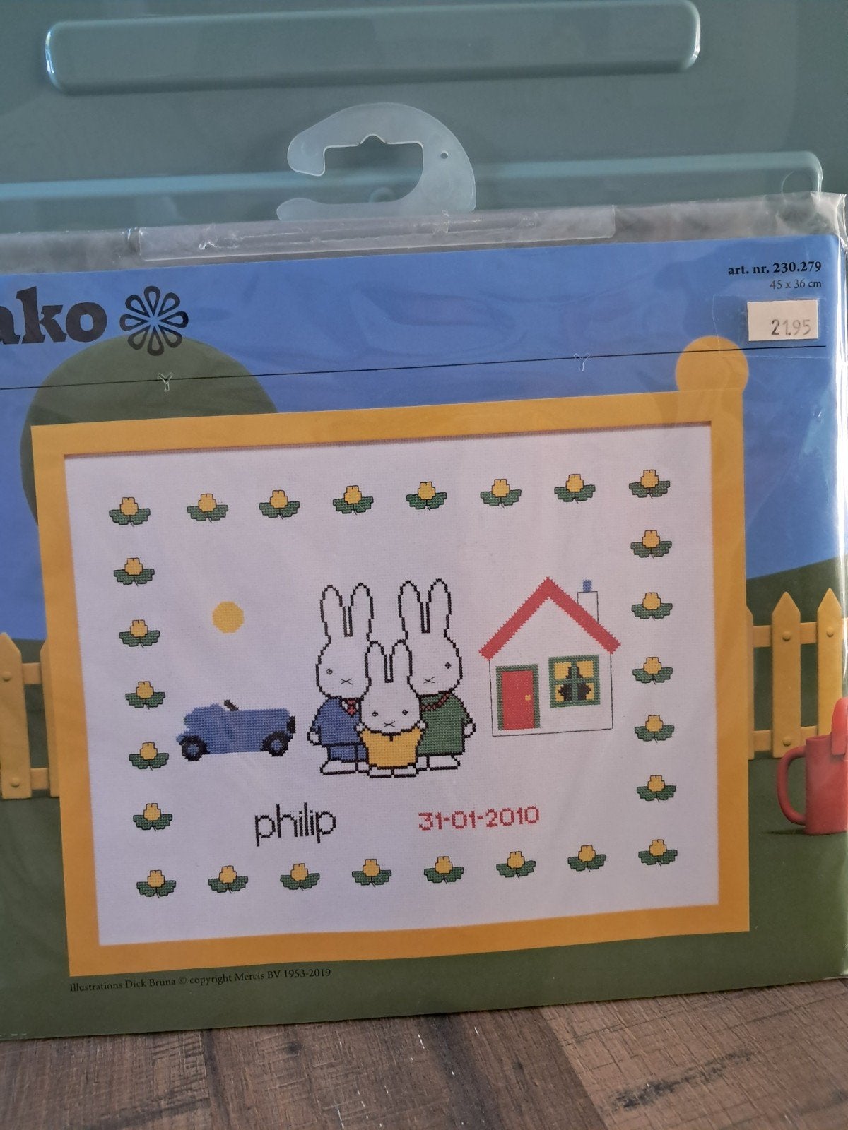 Borduurpakket Nijntje familie met huisje en auto, Hobby en Vrije tijd, Borduren en Borduurmachines, Ophalen of Verzenden, Nieuw