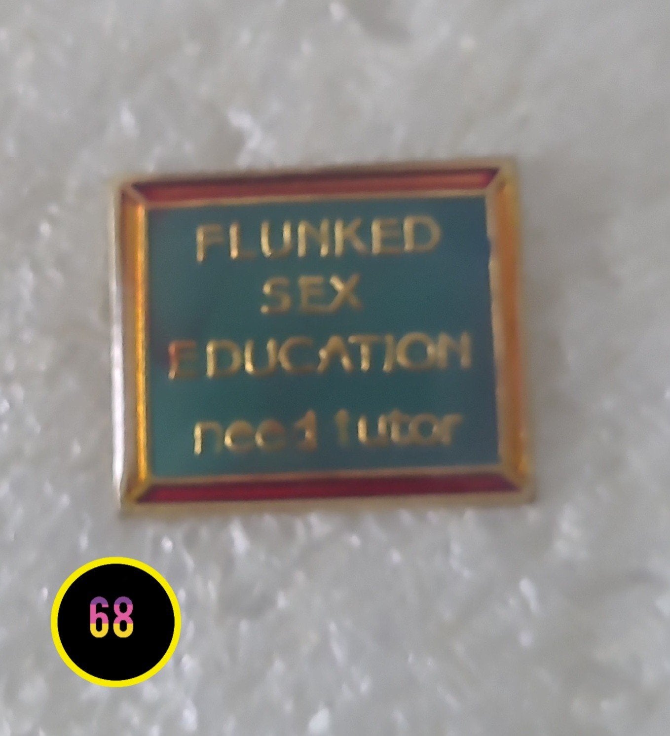 Grappige Pin: "Flunked Sex Education, Need Tutor", Verzenden, Gebruikt, Overige onderwerpen, Speldje of Pin