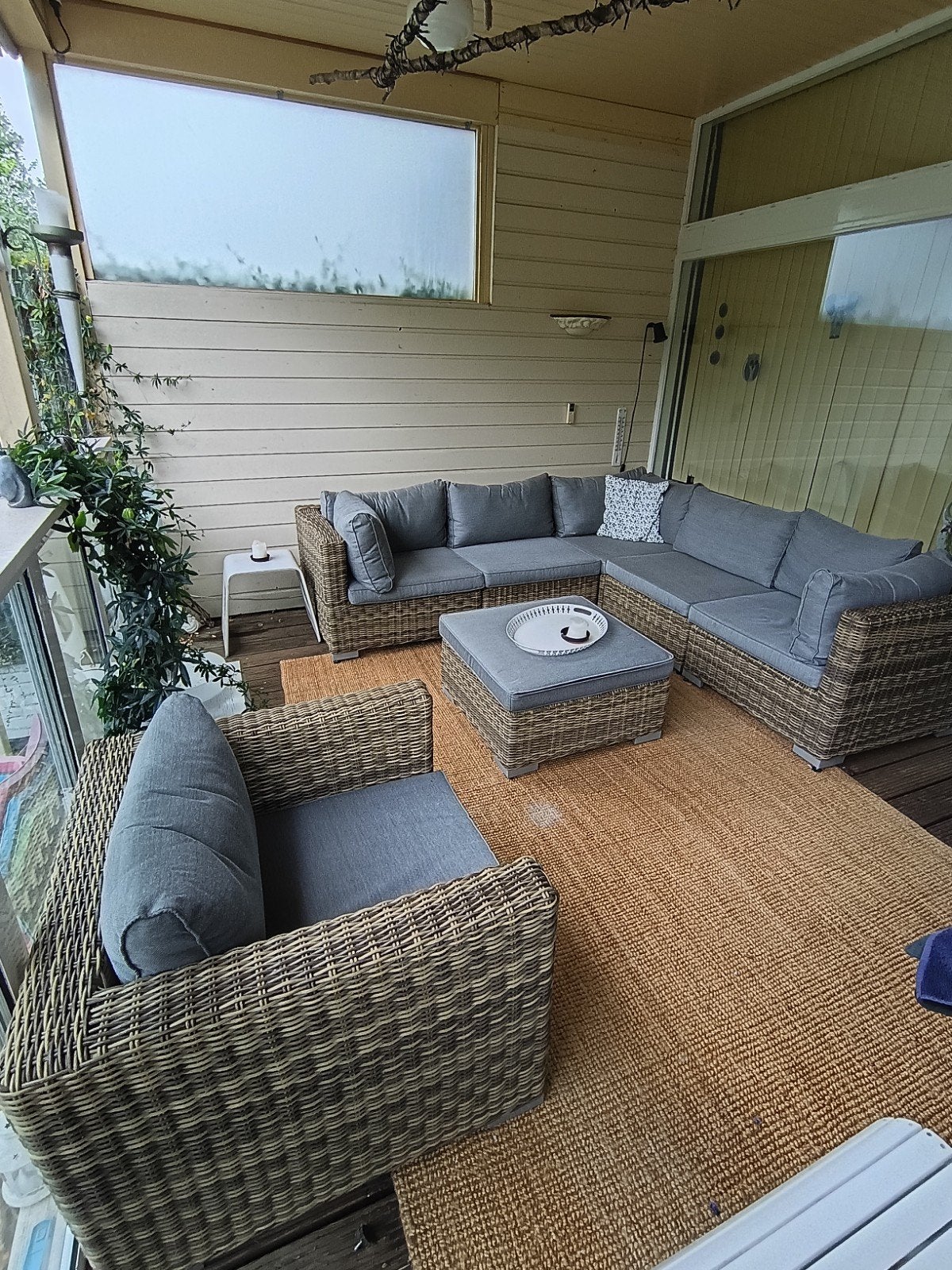 Wicker loungeset 250x250, Tuin en Terras, Ophalen, Zo goed als nieuw, Wicker, Bank