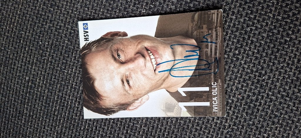 Spelerskaart met handtekening; Ivica Olic # HSV, Verzamelen, Sportartikelen en Voetbal, Ophalen of Verzenden, Nieuw, Buitenlandse clubs