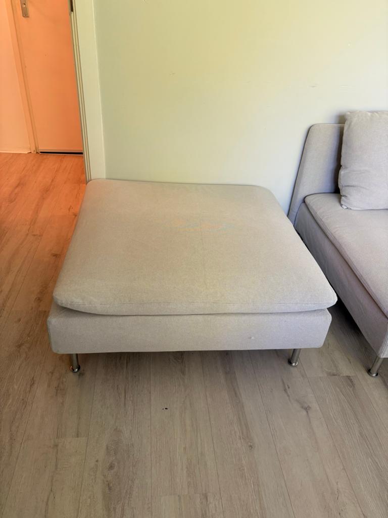 IKEA Söderhamn voetenbank Hillared beige, Ophalen, Zo goed als nieuw, 75 tot 100 cm, Stof