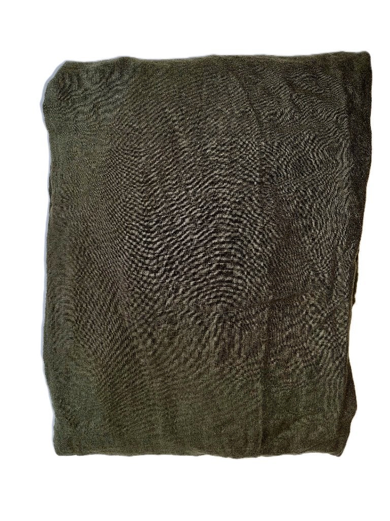 100% linnen hoeslaken 160x200 Khaki B-KEUS, Hoeslaken of Sloop, Tweepersoons, Ophalen of Verzenden, Zo goed als nieuw