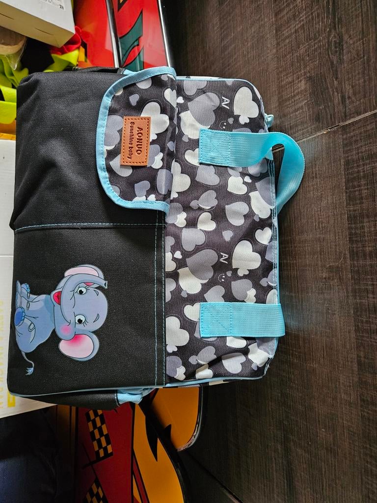 Leuke zwarte tas met olifant en hartjespatroon, Ophalen, Gebruikt, Schoudertas