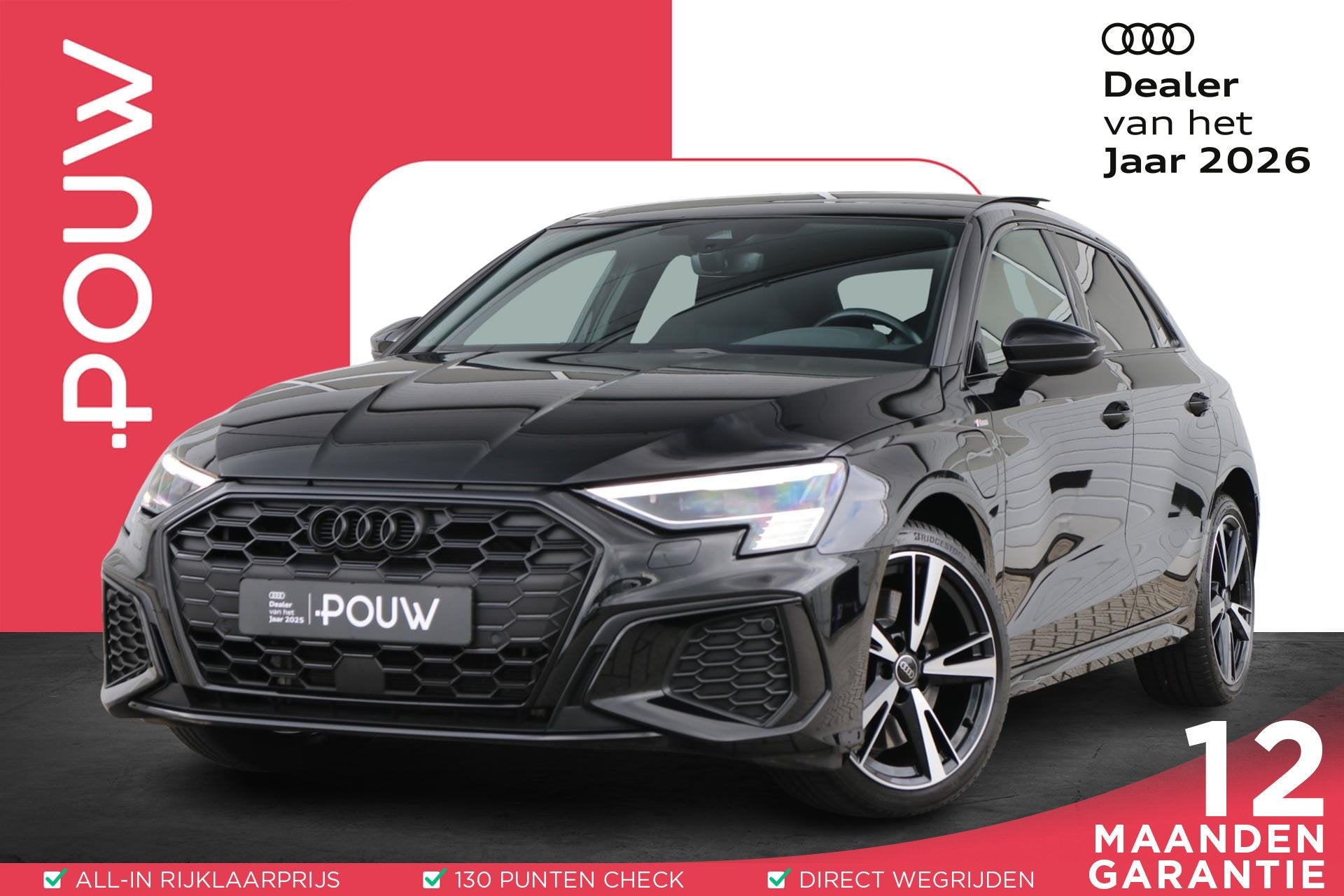 Audi A3 Sportback 45 TFSIe 245pk S edition Competition | Pan, Gebruikt, 4 cilinders, Leder en Stof, Zwart