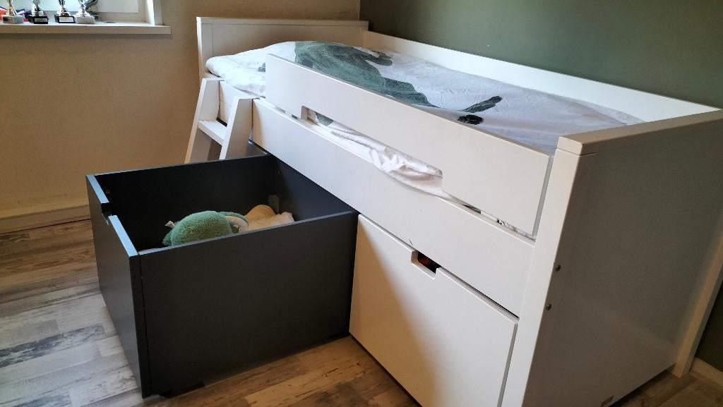 Half hoogslaper met lades, Ophalen, Overige materialen, Gebruikt, 90 cm