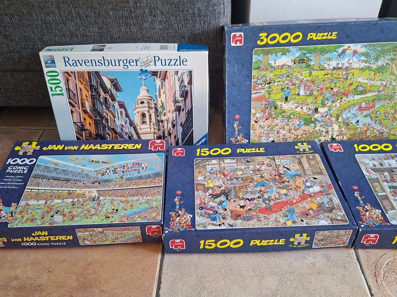 Diverse puzzels Jan van Haasteren, Ravensburger (1000-3000 s, Ophalen, 500 t/m 1500 stukjes, Gebruikt, Legpuzzel