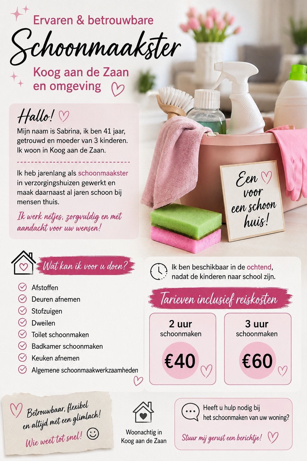 ervaren schoonmaakster, Overige vormen, Overige uren, Vanaf 3 jaar, Overige niveaus