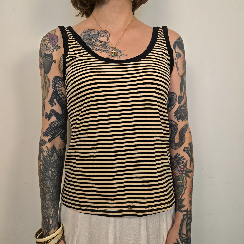& Other Stories Zwart Beige Gestreepte Top S, Kleding | Dames, Tops, Zwart, & Other Stories, Ophalen of Verzenden, Zo goed als nieuw
