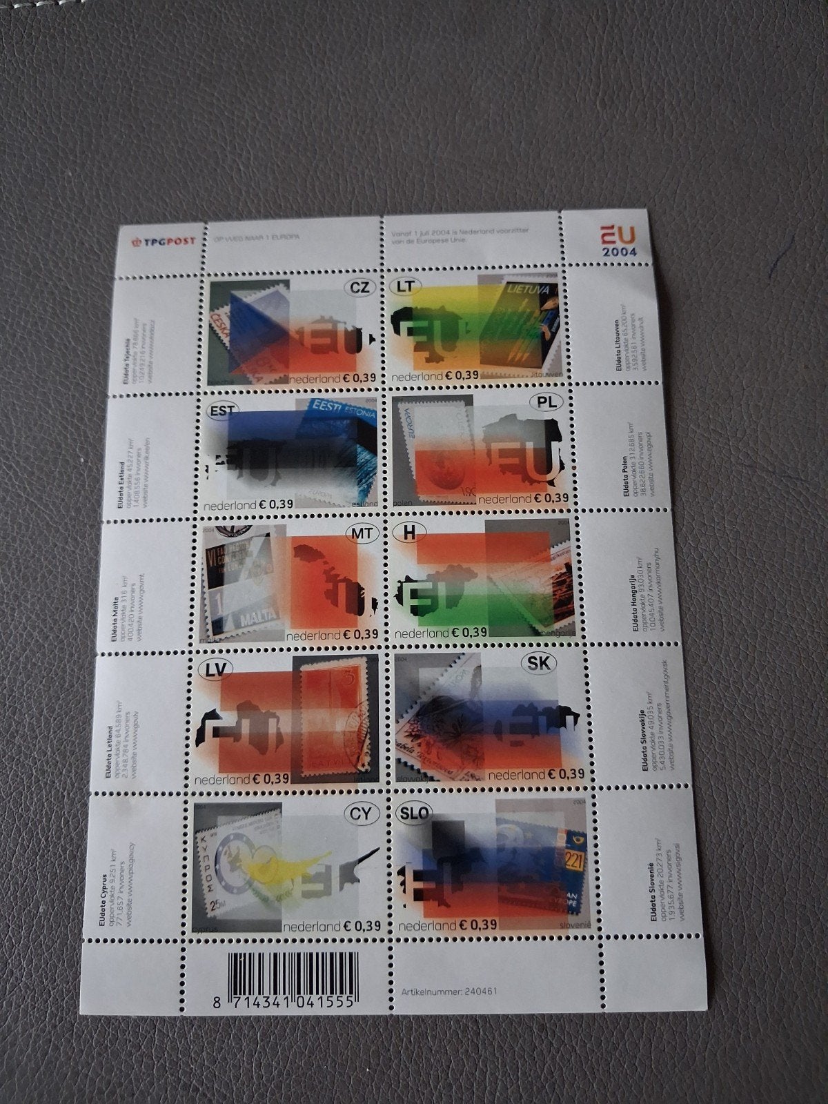 blok met 10 zegels waarde € 3.90, Verzenden, Na 1940, Postfris