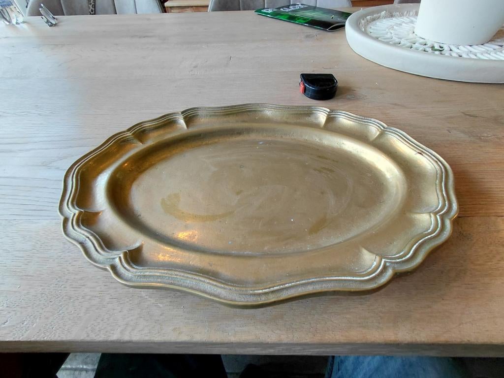 Goudkleurig dienblad met geschulpte rand, Ophalen of Verzenden