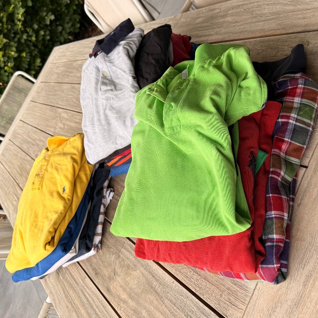 Vintage Merkkleding Box Heren 28 stuks– Tommy, Ralph&Hugo, Tommy Hilfiger, Overige maten, Gedragen, Meerkleurig