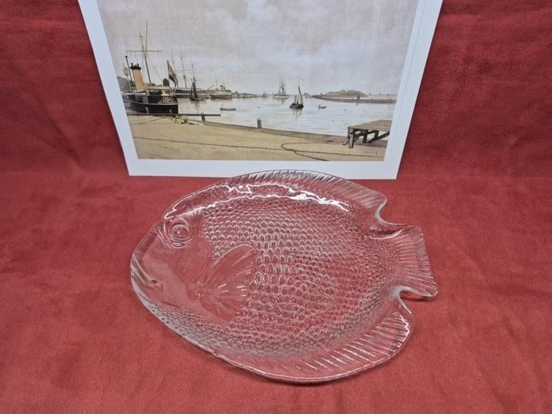 Arcoroc vintage glazen vis bord, 6 beschikbaar, Ophalen of Verzenden