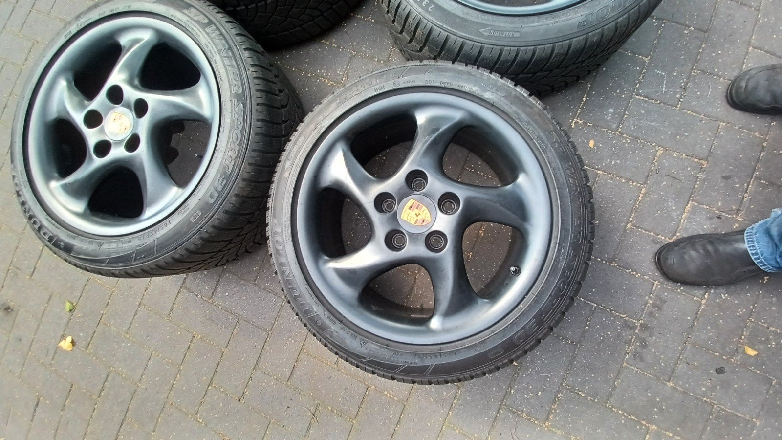 breedset porsche boxter 981 235 45 18 265 45 18 winter dunlo, Ophalen, 18 inch, Gebruikt, Banden en Velgen
