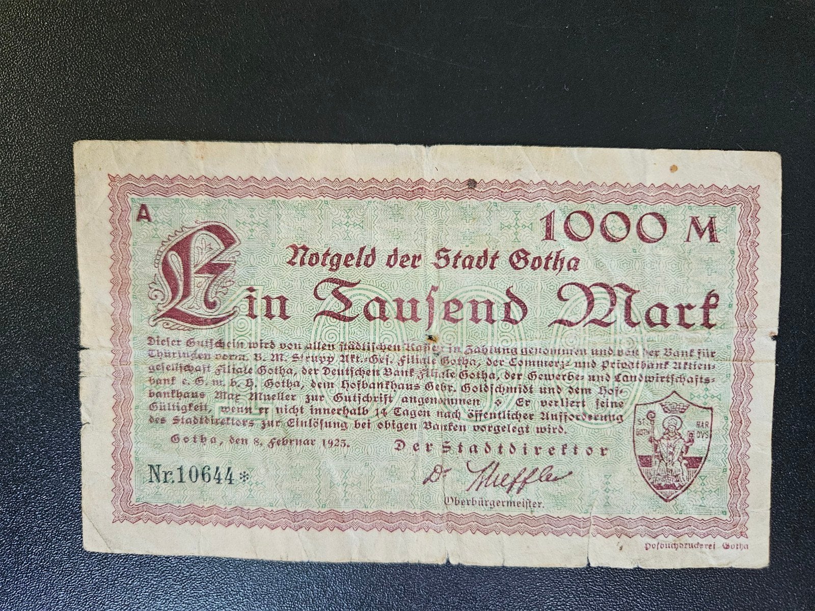 Duitsland Gotha Thüringen stadt Gotha 1923, Ophalen of Verzenden, Duitsland, Los biljet