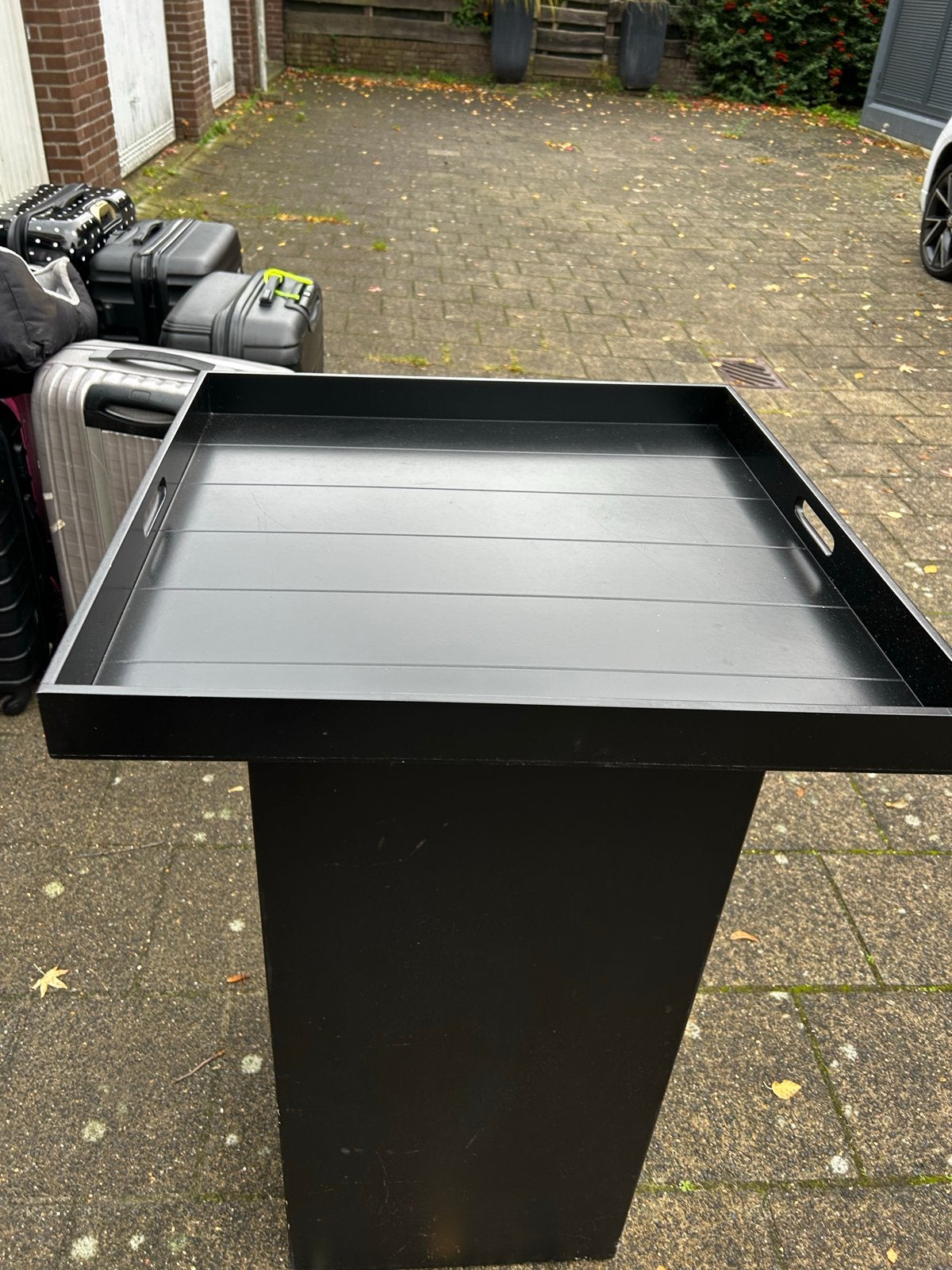 Groot zwart houten dienblad voor eettafel, Ophalen, Gebruikt, Met opstaande rand, Dienblad