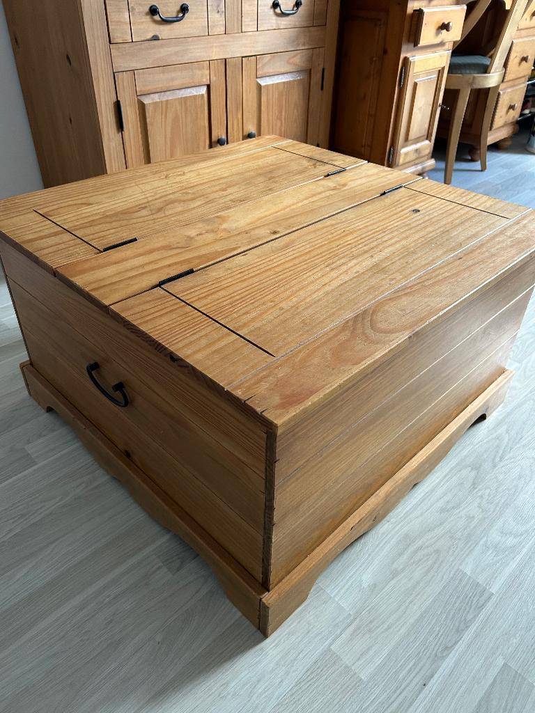 Salontafel met opbergruimte, Huis en Inrichting, Tafels | Salontafels, Ophalen, Gebruikt, Vierkant, 50 tot 100 cm