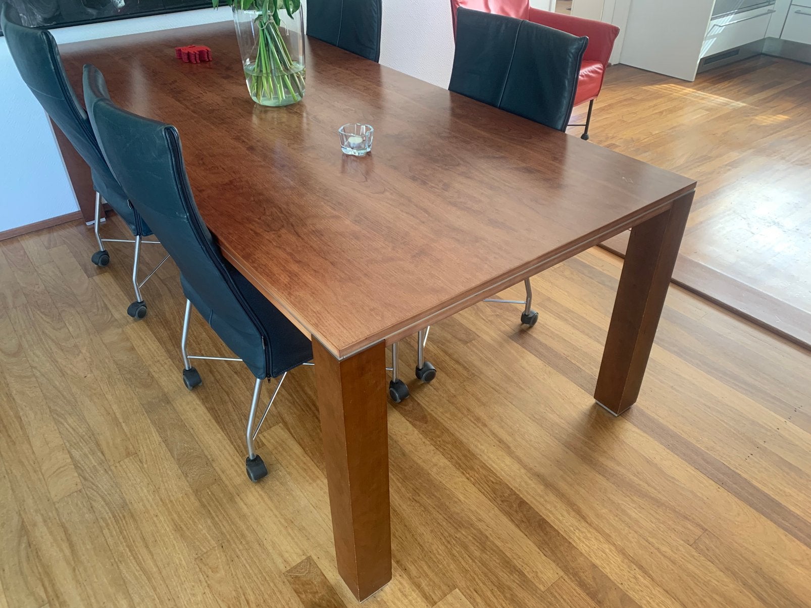 Eettafel Gelderland Jan des Bouvrie 225x100 kersenhout, Huis en Inrichting, Tafels | Eettafels, Zo goed als nieuw, 100 tot 150 cm