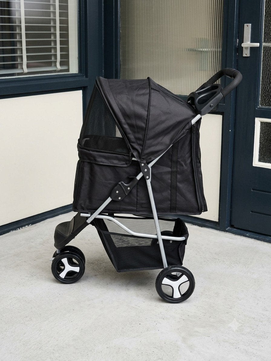 Zwarte hondenbuggy / kattenbuggy – Slechts 1x gebruikt!, Dieren en Toebehoren, Ophalen of Verzenden, Zo goed als nieuw
