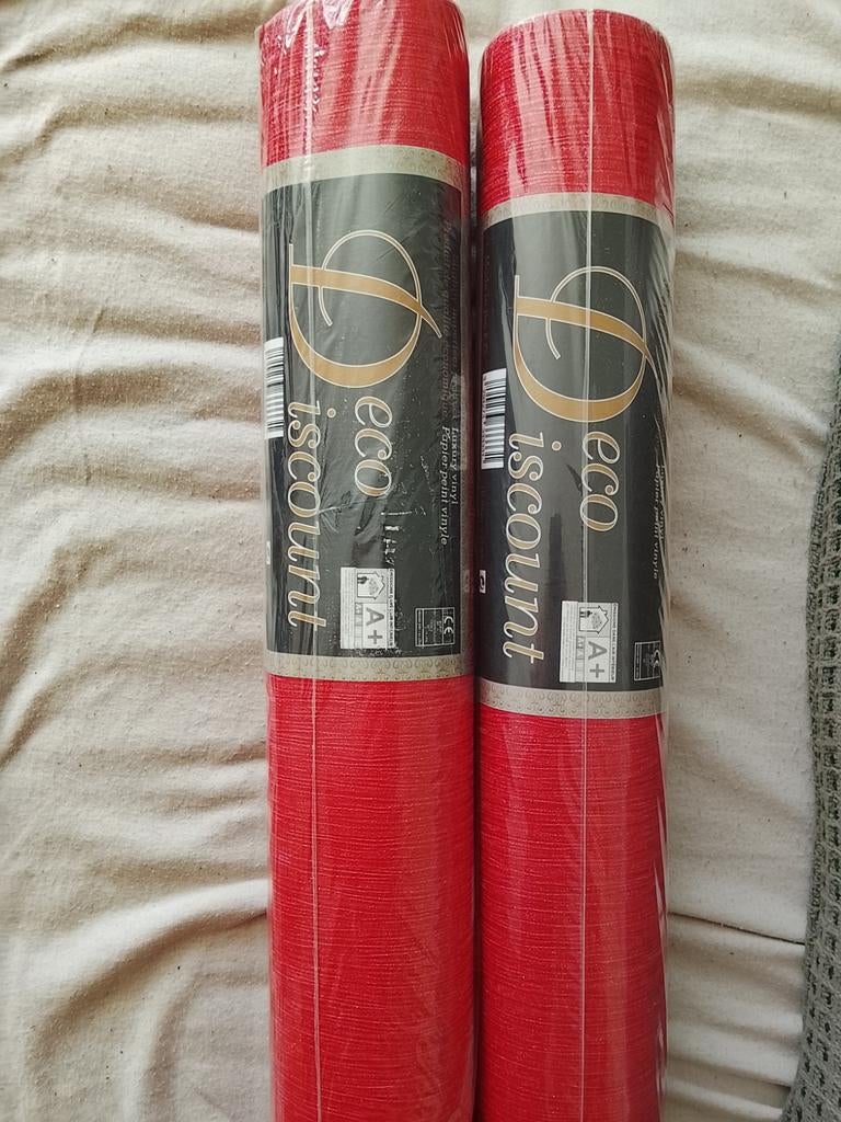 Donkerroze glitter behang nieuw (2 rollen), Ophalen of Verzenden, Minder dan 10 m²