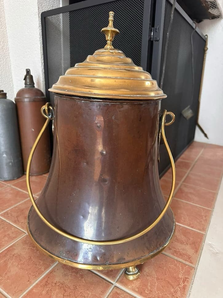 Antieke Koperen Doofpot met Messing Deksel - Prachtig Glimme, Ophalen, Koper
