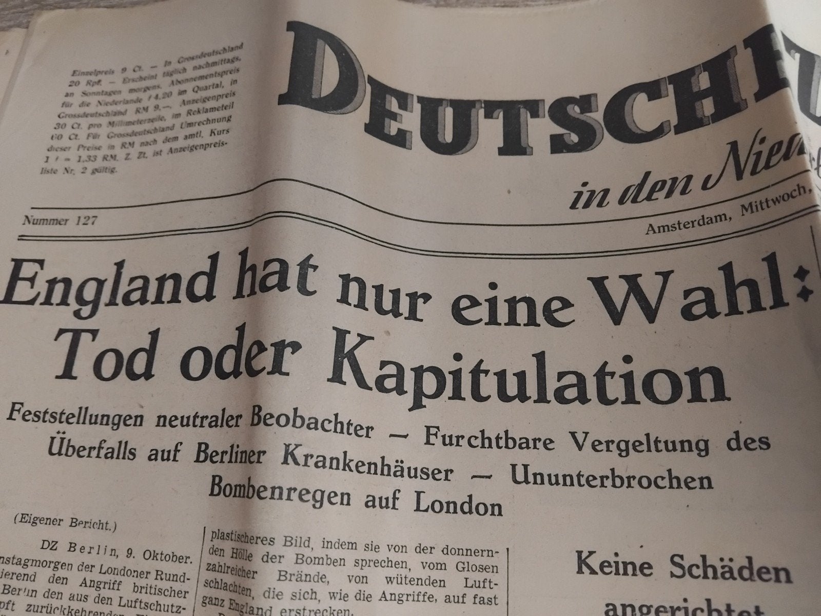 3x Duitse kranten uit de Tweede Wereldoorlog, Ophalen of Verzenden, Gelezen, Krant