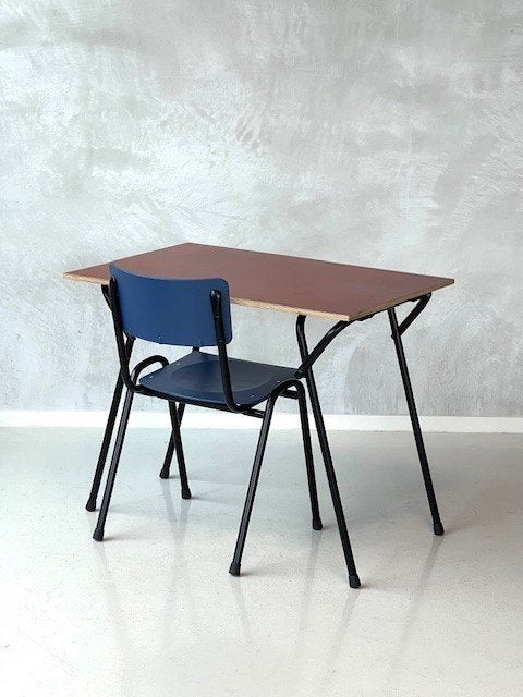 Retro klaptafel nieuw bureau werktafel lessenaar burotafel, Hout, Bruin, ., Vintage