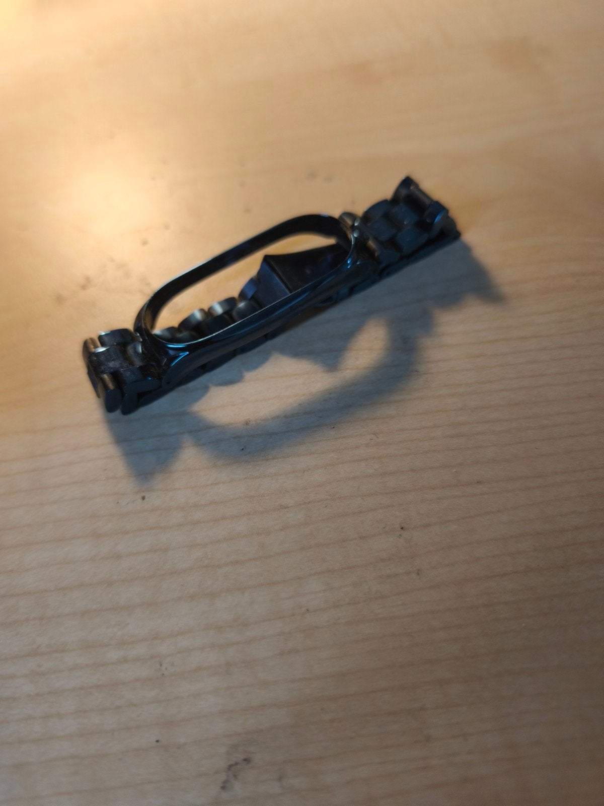 Zwart metalen armbandje voor Xiaomi Mi Band, Ophalen of Verzenden, Gebruikt, Zwart, Staal