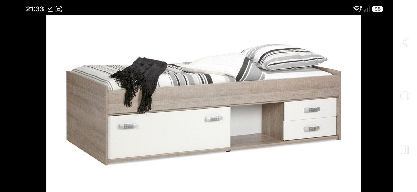 kajuitbed Pep 90x200 met matras en opberglades, Ophalen, Gebruikt, 90 cm, Eenpersoons