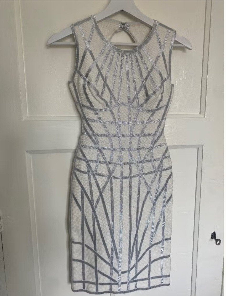 Hervé Leger Jurkje by Max Azria, Wit, Hervé Leger, Nieuw, Ophalen of Verzenden