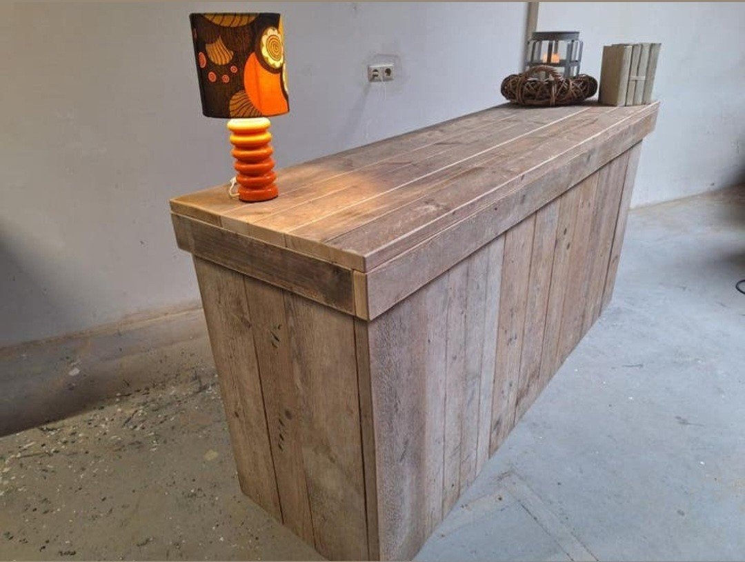 Steigerhouten balie toonbank van gebruikt steigerhout, Ophalen of Verzenden