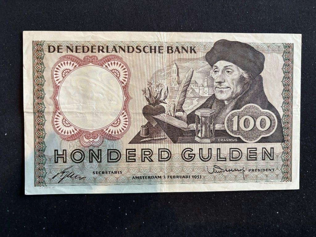 Zeldzame 100 Gulden 1953 Erasmus, Verzenden, 100 gulden, Los biljet
