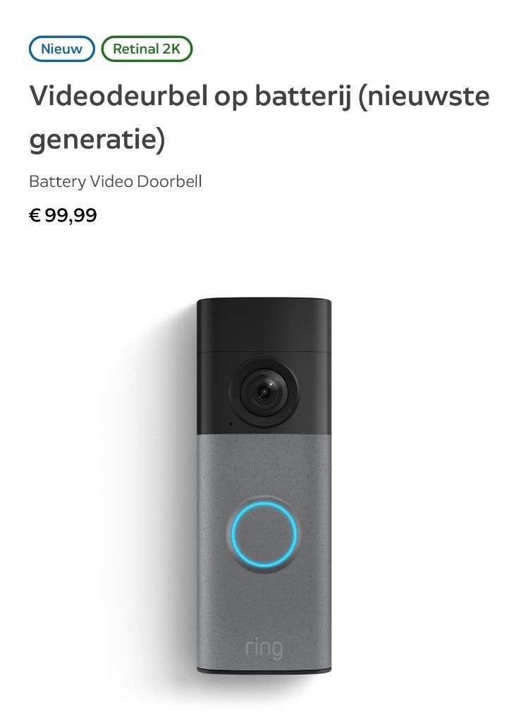 Ring Doorbell (NEW), Ophalen, Bewegingsdetectiesensor, Nieuw, Draadloos