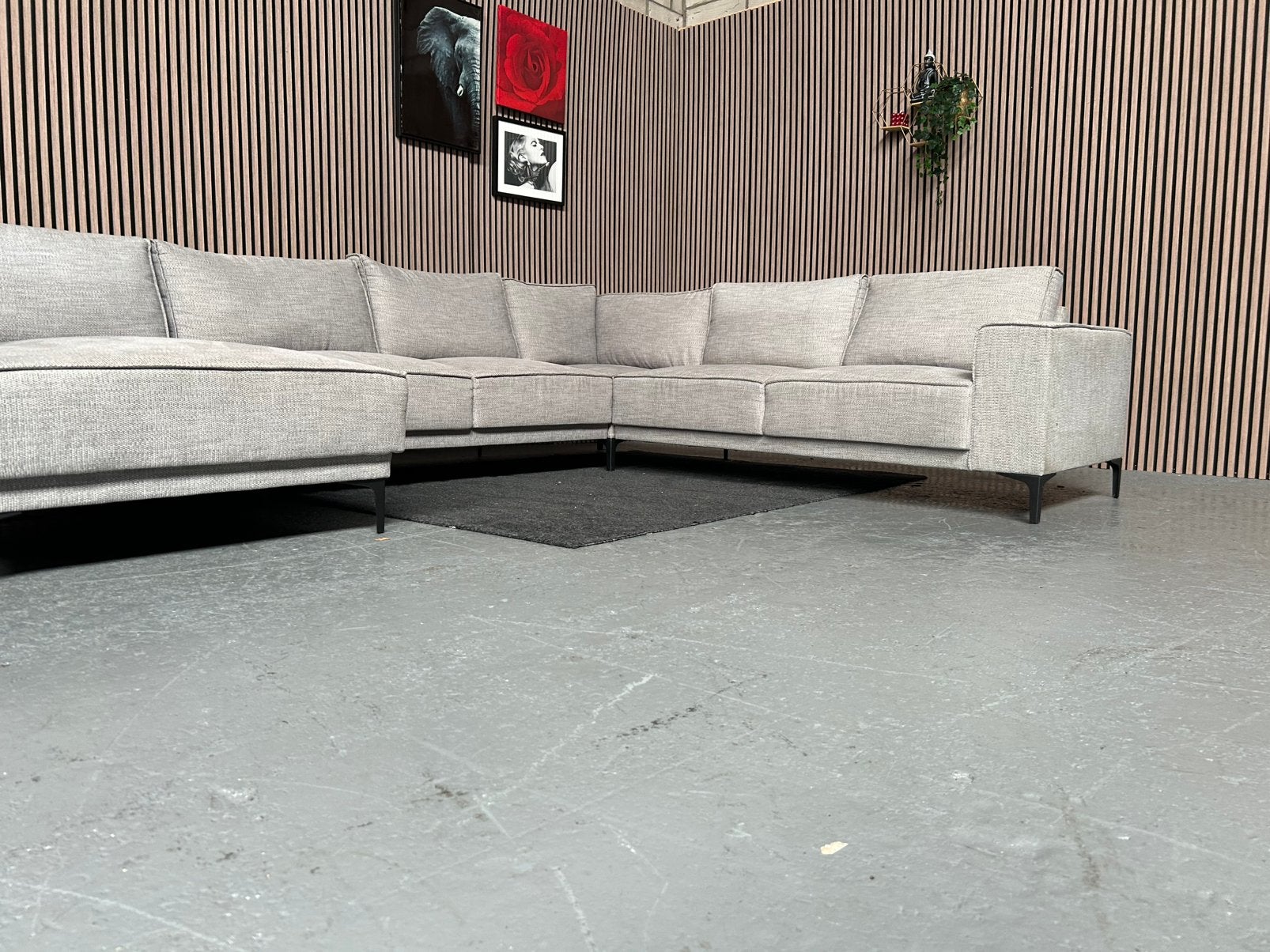 GRATIS LEVERING U-Bank Grijs Profijt 342X261 GEREINIGD, 250 tot 300 cm, Hoekbank, Zo goed als nieuw, Vierpersoons of meer