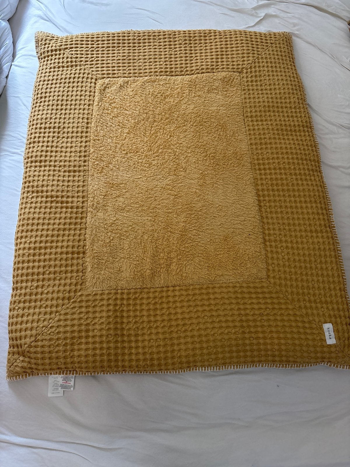 Koeka boxkleed wafelstof okergeel, Ophalen, Zo goed als nieuw, Rechthoekig, Boxkleed