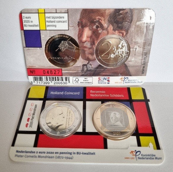 2 Euro Coincard 2020 Piet Mondriaan + penning in BU, Ophalen of Verzenden, Overige landen, 2 euro